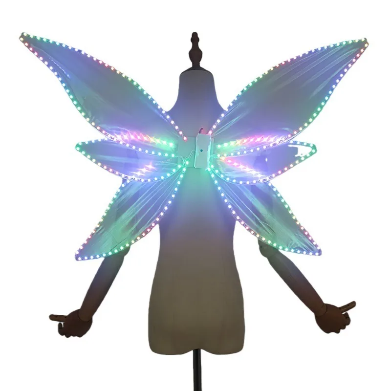 Asas brilhantes desempenho de palco cosplay adulto iluminar traje de fadas festa de halloween rave festival rave brilhante photoshoot novo