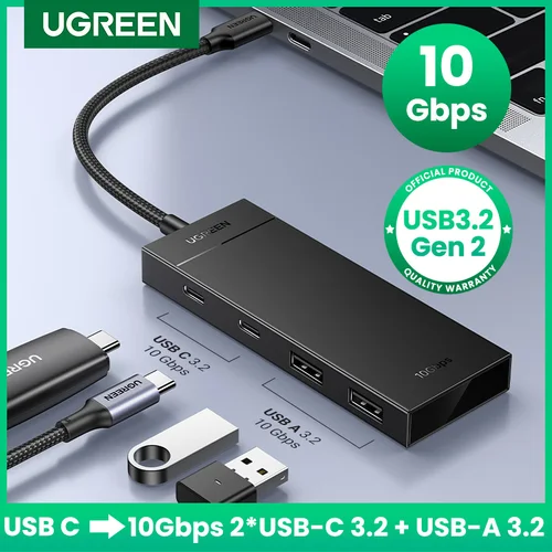 UGREEN-concentrador de red USB tipo C 3,2 Gen2, concentrador de red con 4 puertos USB 3,2 para MacBook Pro Air