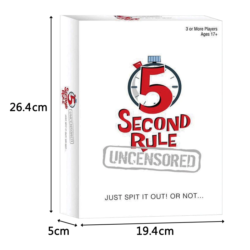 5 SECOND RULE UNCENSORED Zabawna, szybka gra karciana dla dorosłych i nastolatków 17+ Idealna na noc karcianą z przyjaciółmi