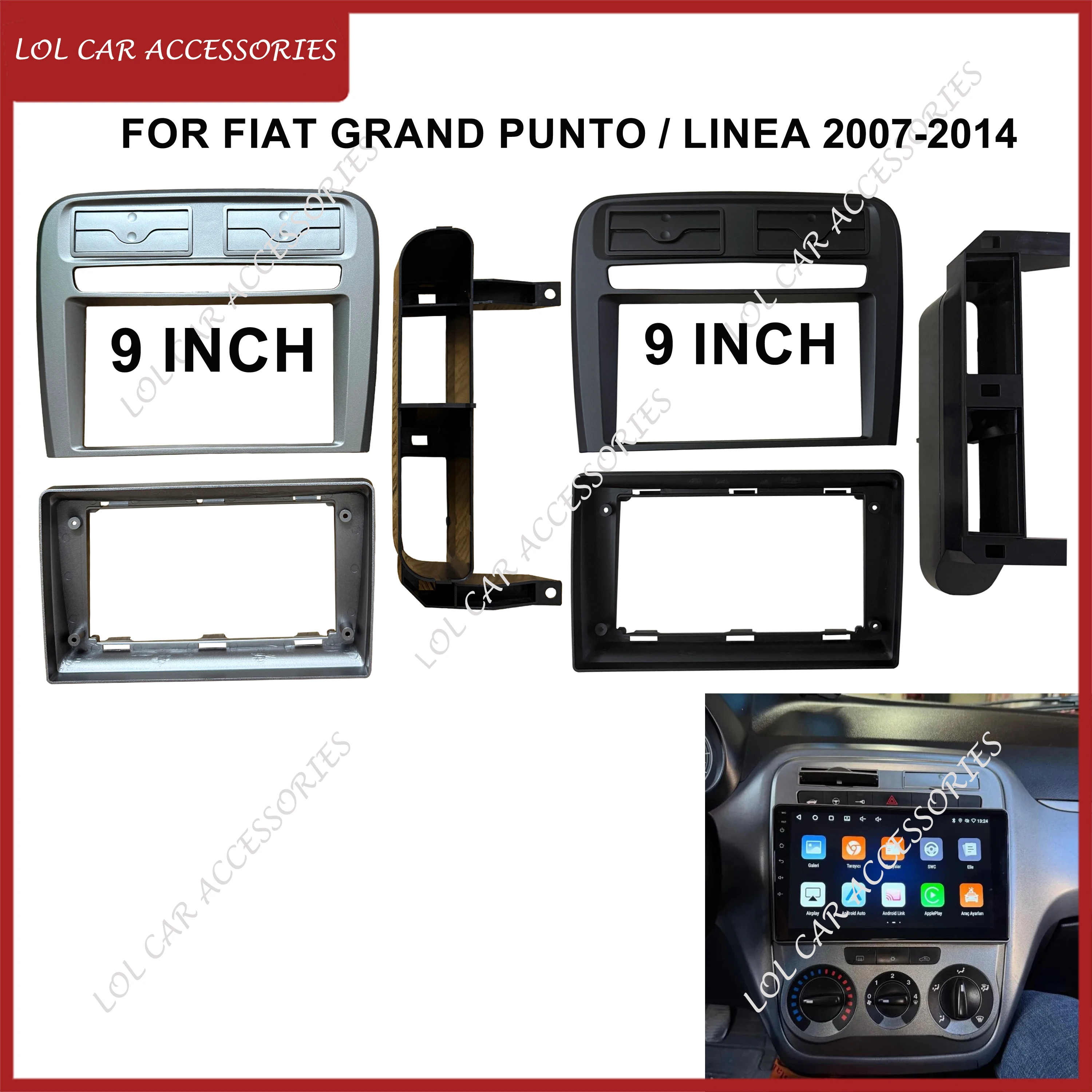 9 Inch For FIAT GRAND PUNTO / LINEA 2007-2014 Car Radio Stereo GPS MP5 Android Player Head Unit 2 Din Fascia Install Dash Frame