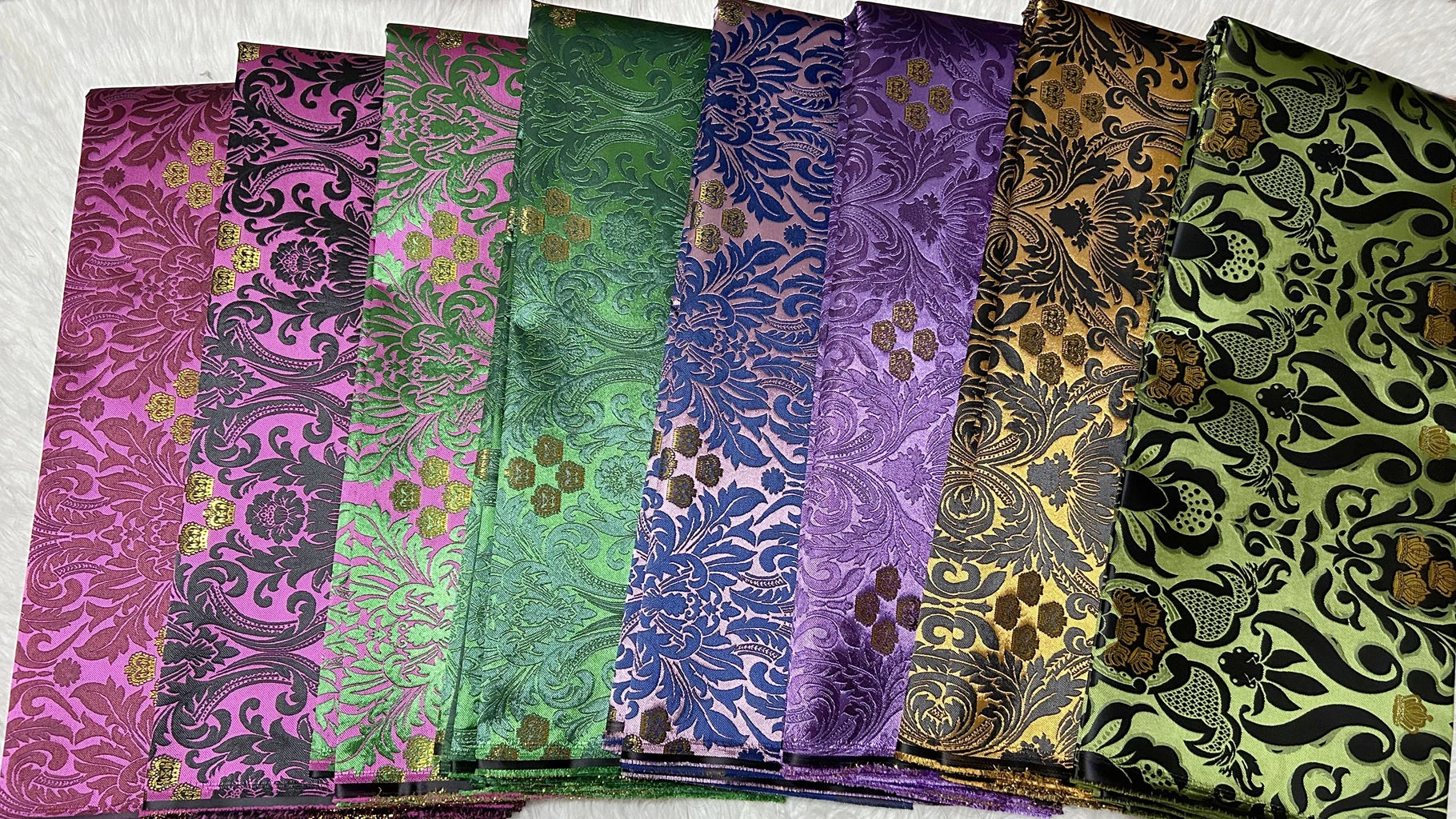 2026 African Luxury Multi-Color Damask Fabric 5Yards High-Quality Fashionable Velvet Wedding Party Headtie Wrapper Hat Outfits