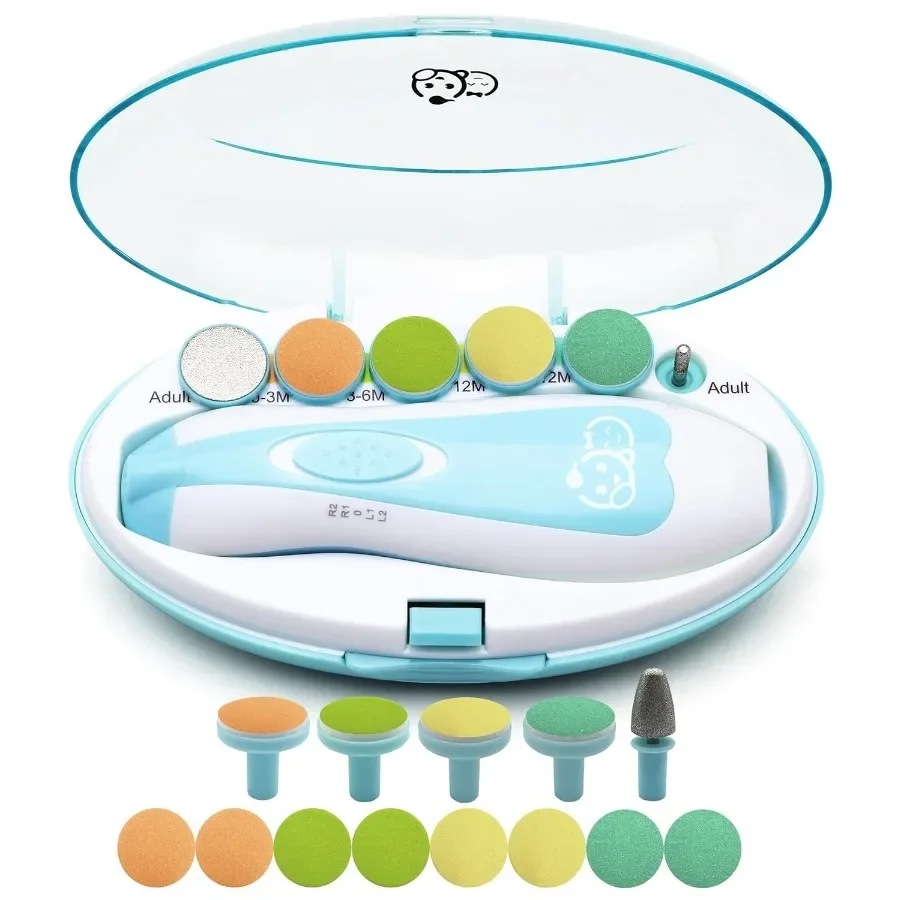 

21 in 1 Baby Nail Trimmer with Labeled Case and 13 Replacement Tools for Newborn and Toddler Fingernails and Toes Electric Nail