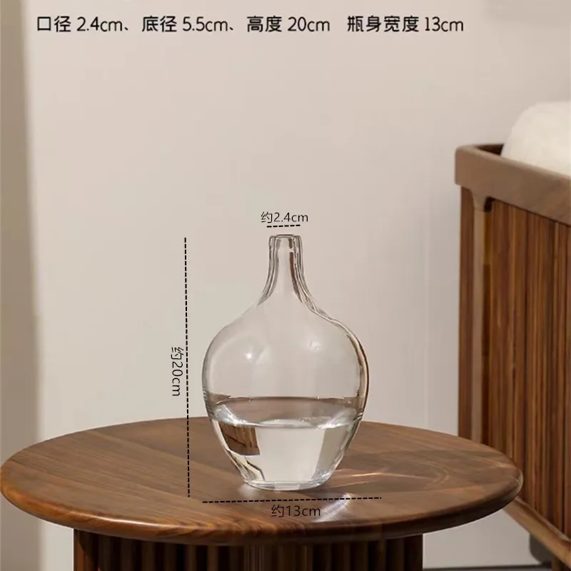 New Big Belly Vase Fashionable Nordic Home Living Room Balcony Flower Arrangement Decoration Transparent Glass Flower Vase