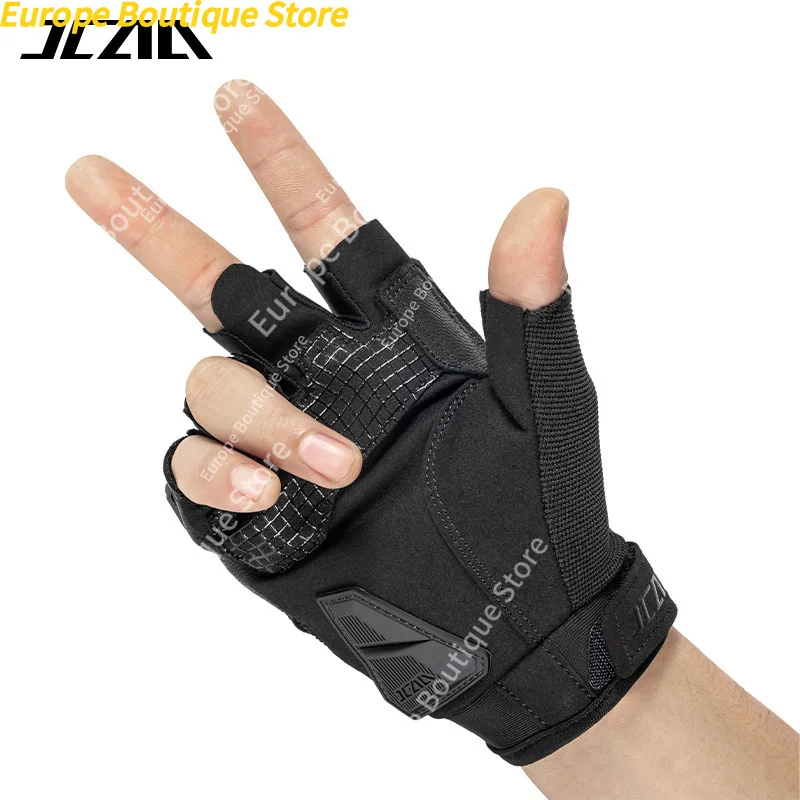 Half Finger Motorcycle Gloves Genuine Leather Carbon Fiber Shell Summer Breathable Anti Fall Riding Gear For Men view 5