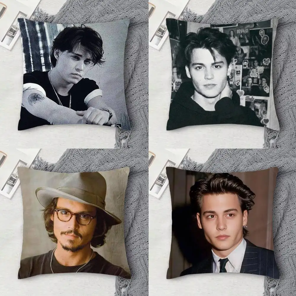 

J-Johnny Depp Double-sided Printed Square Decorative Cushion Cover for Sofa Living Room Home Decor