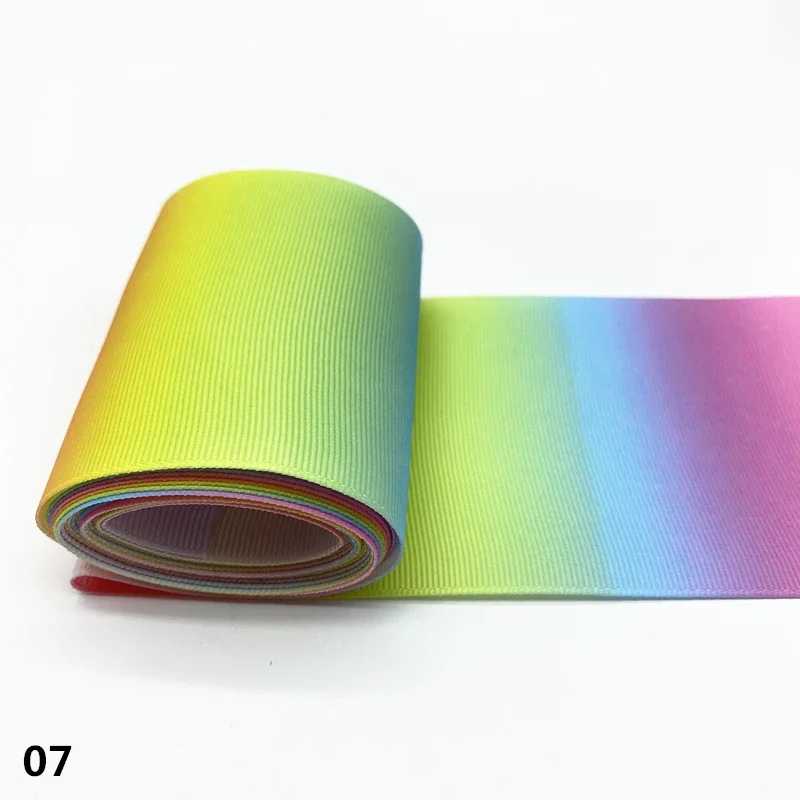 75mm Gradient Rainbow Grosgrain Ribbon for Wedding Party Decoration Gift Wrapping DIY, 3 yards/lots