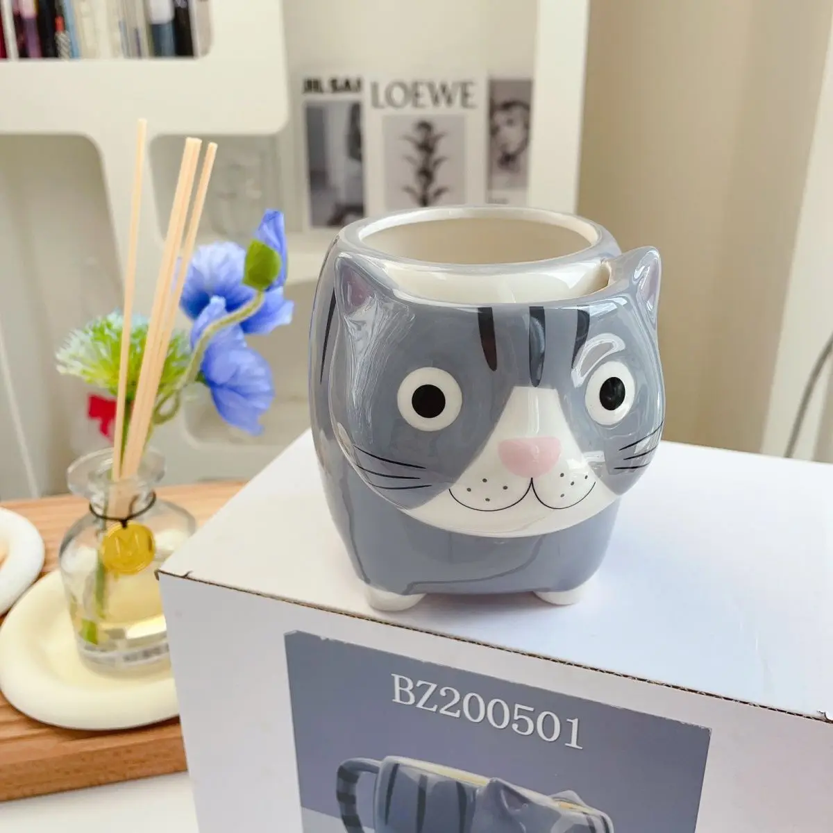 Cat Ceramic Cartoon Cute Cup Creative Mug Minimalist Dormitory Home Drinkware Coffee Mugs