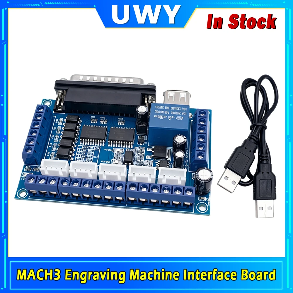MACH3 CNC Breakout Board 5 Axis Parallel Port Interface Control Card With USB Cable For Engraving Milling Router Machine