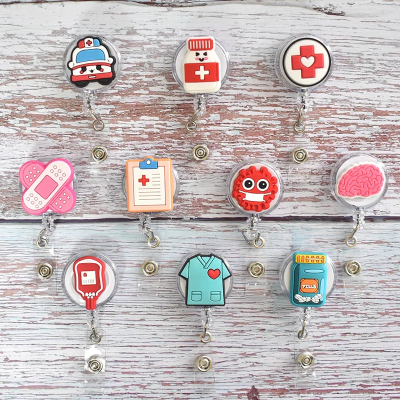 1PCS Cartoon Badge Reel Retractable ID Lanyard Name Tag Card Badge Holder Clip Doctor Nurse Office Supplies Credential Holder