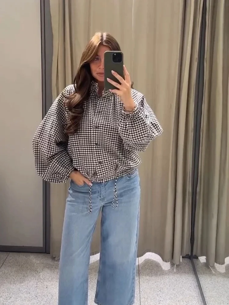 Women Classic Loose Plaid Jackets Spring Autumn Female Trendy Elegant Buttons Shirt Jacket Lady Daily Commute Casual Coat Tops