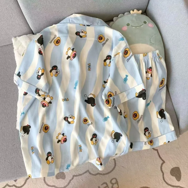 2 Summer Short-Sleeve Pajama Set for Women, Comfortable and Trendy, Shorts That Can Be Worn Outside, Home Wear Set