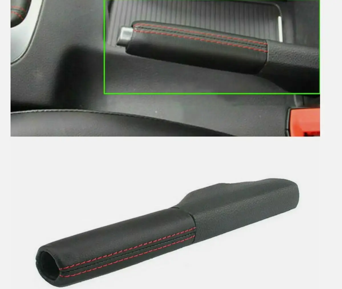Black Leather Red Stitching Hand Brake Boot Cover For VW MK5 MK6 Golf MK5 Jetta-- Sturdy Accessory