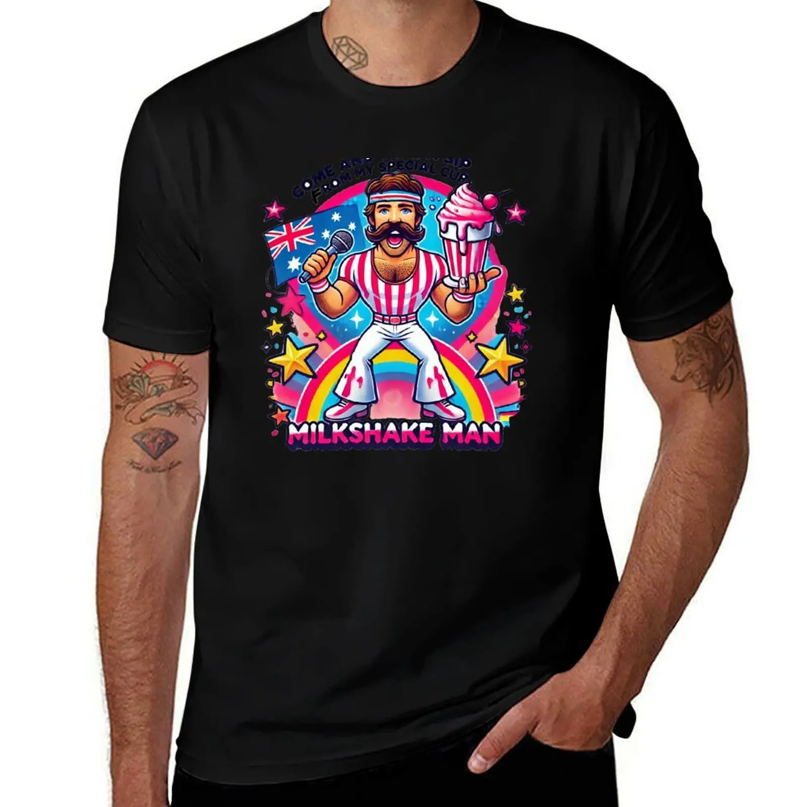 

Go-Jo Milkshake Man T-Shirt street wear blue lock tops Men's t-shirt