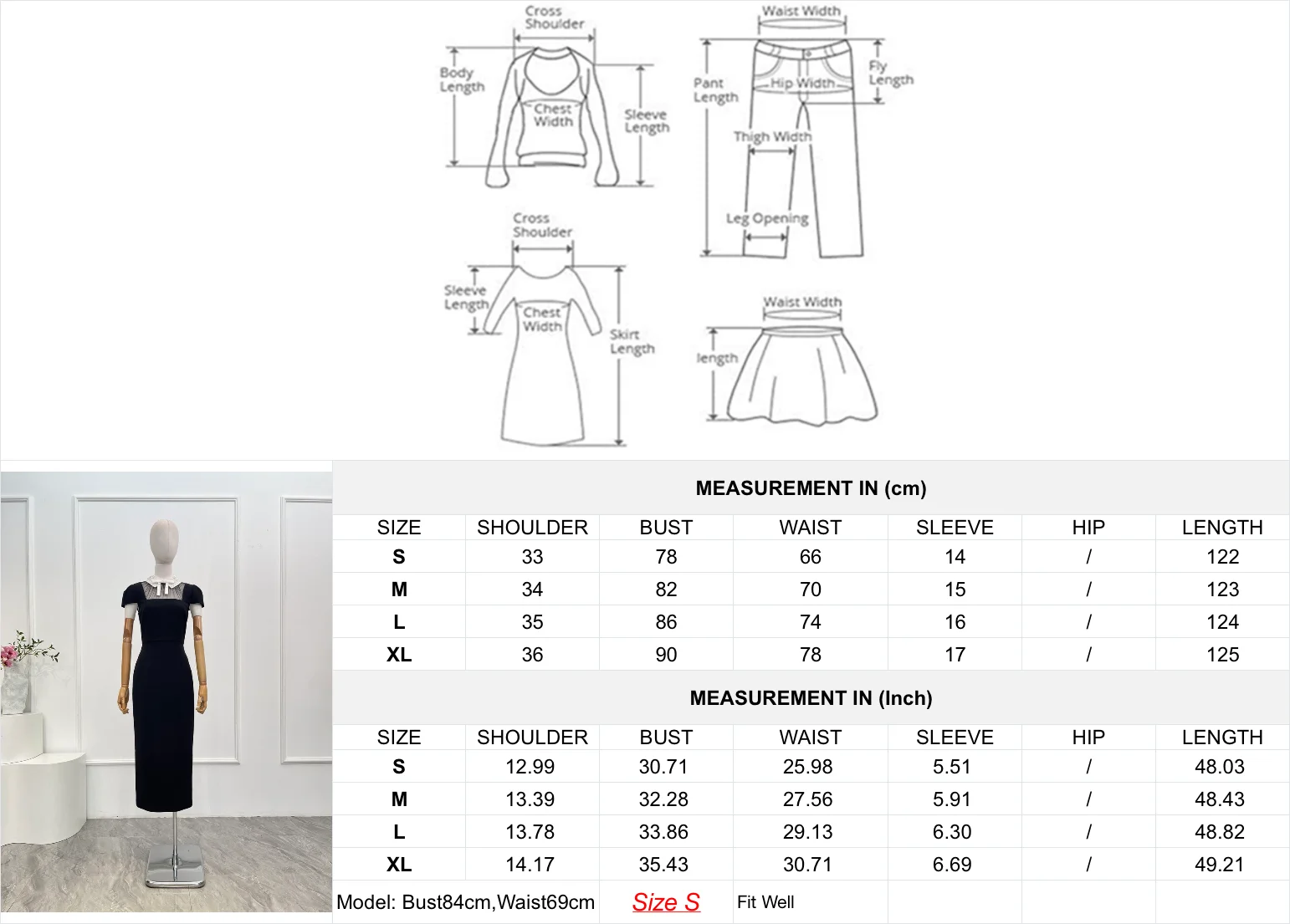 Czarna koronkowa sukienka midi z krótkim rękawem i prześwitującymi elementami