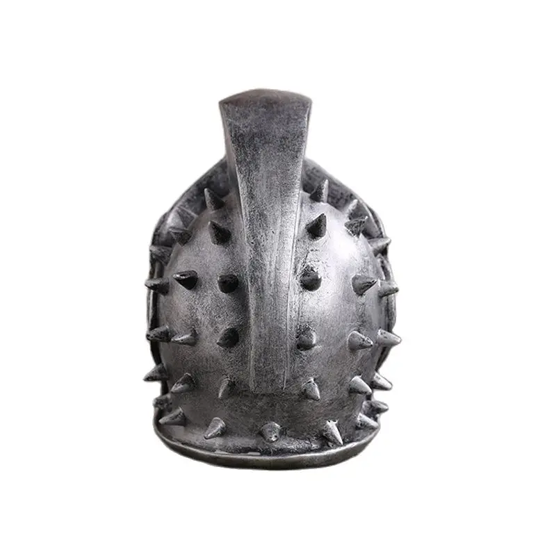 Halloween Resin Skull Statue Rivet Ancient Roman Soldier Helmet Skull Decoration Figurines for Office/Home