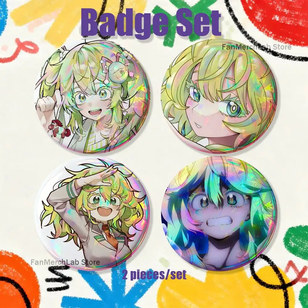 

H-Hagakure M-MHA 2-piece set Enamel Pins Cartoon Anime Badge Fashion Jewelry Accessories Round Snap-in Brooch on Backpack