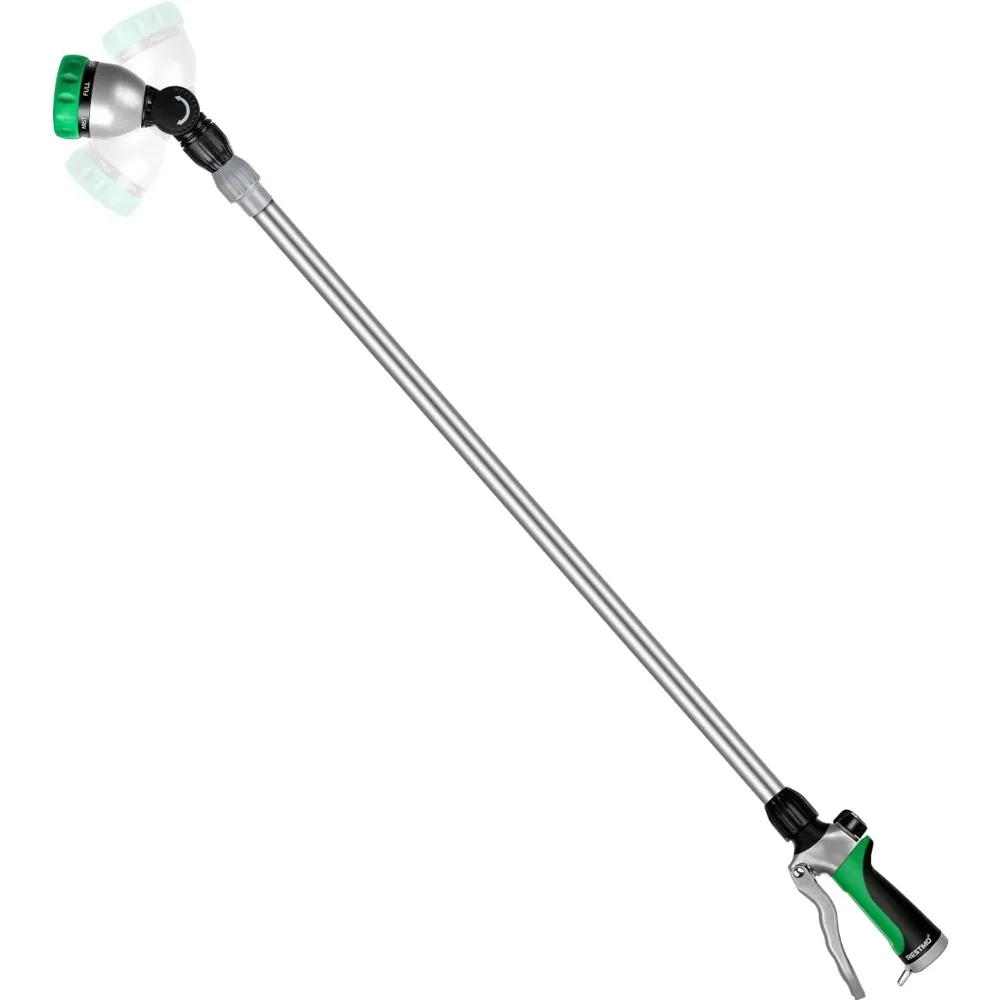 RESTMO 36”-60” (3ft-5ft) Metal Watering Wand, Long Telescopic Tube | 180° Adjustable Ratcheting Head | 7 Spray Patterns