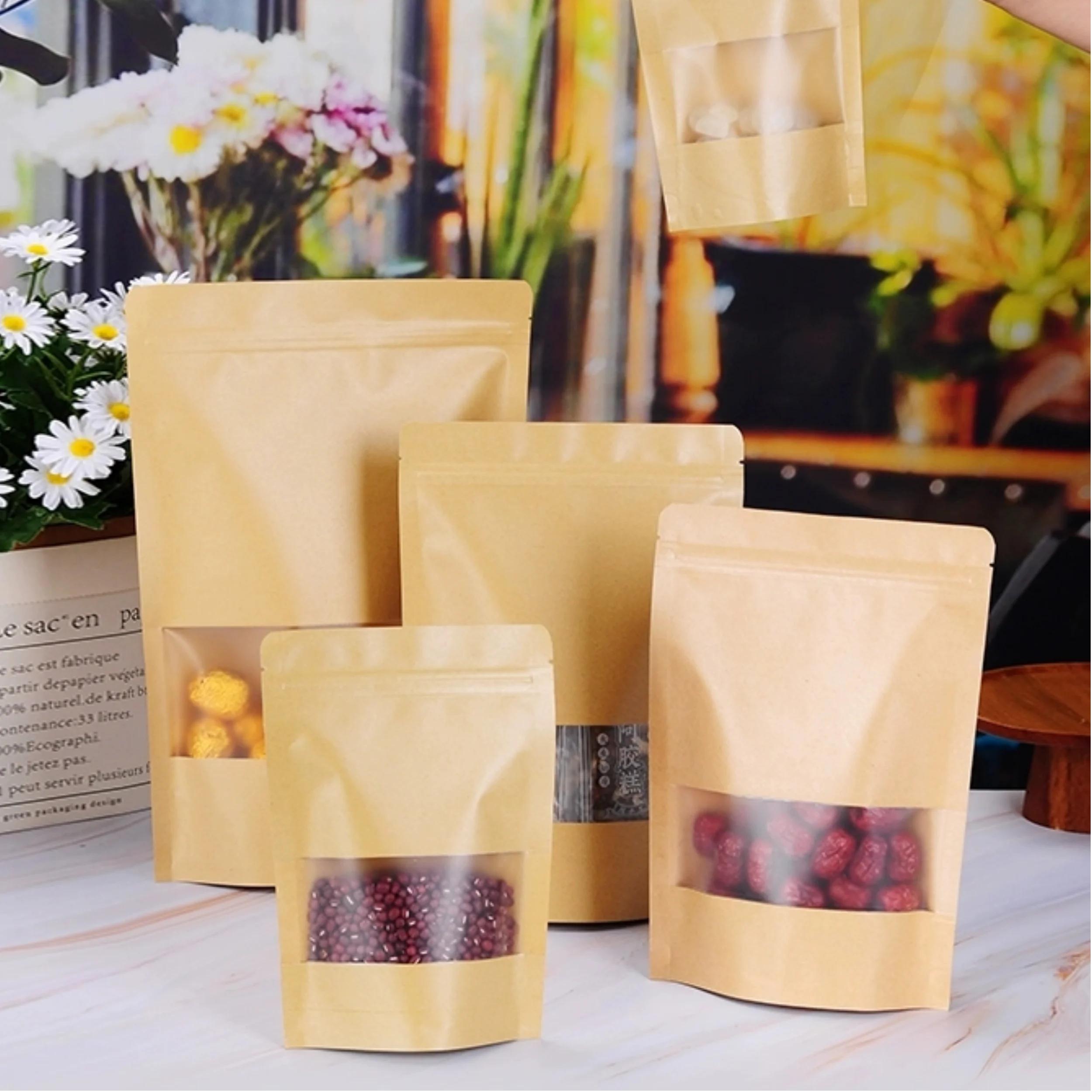 50pcs Kraft Paper Zip Lock Bag - Zebra Food Storage 评论和价格
