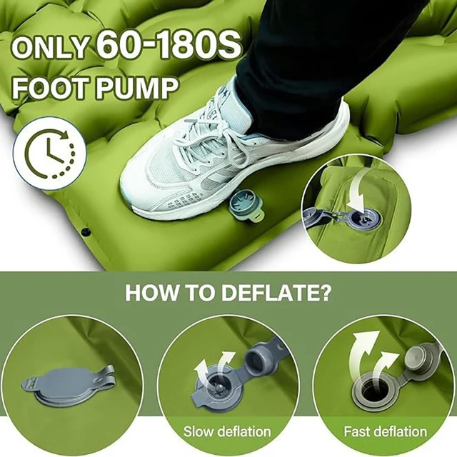 Outdoor Camping Inflatable Mattress Sleeping Pad With Pillows 1
