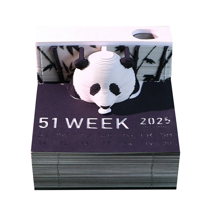 Imagem -05 - Panda Desk Calendar com Luzes Led Memo Pad Notas Faça Você Mesmo Notepad Arte Criativo 2025 3d