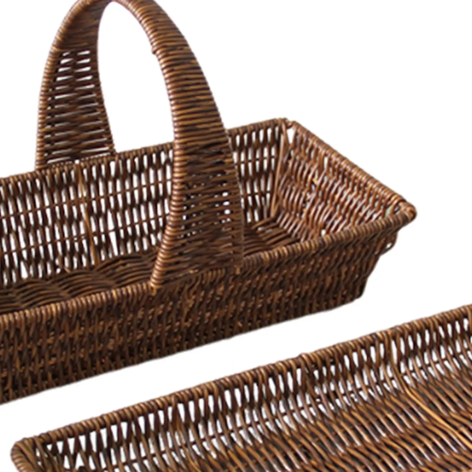 2Pcs Imitation Rattan Storage Baskets Decor Fruit Basket Hand Woven Woven Bread