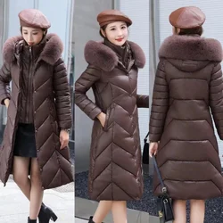 Parkas largas con Cuello de piel para mujer, chaqueta acolchada de algodón gruesa y cálida, sudaderas con capucha informales, abrigo femenino, prendas de vestir de invierno, novedad de 2023