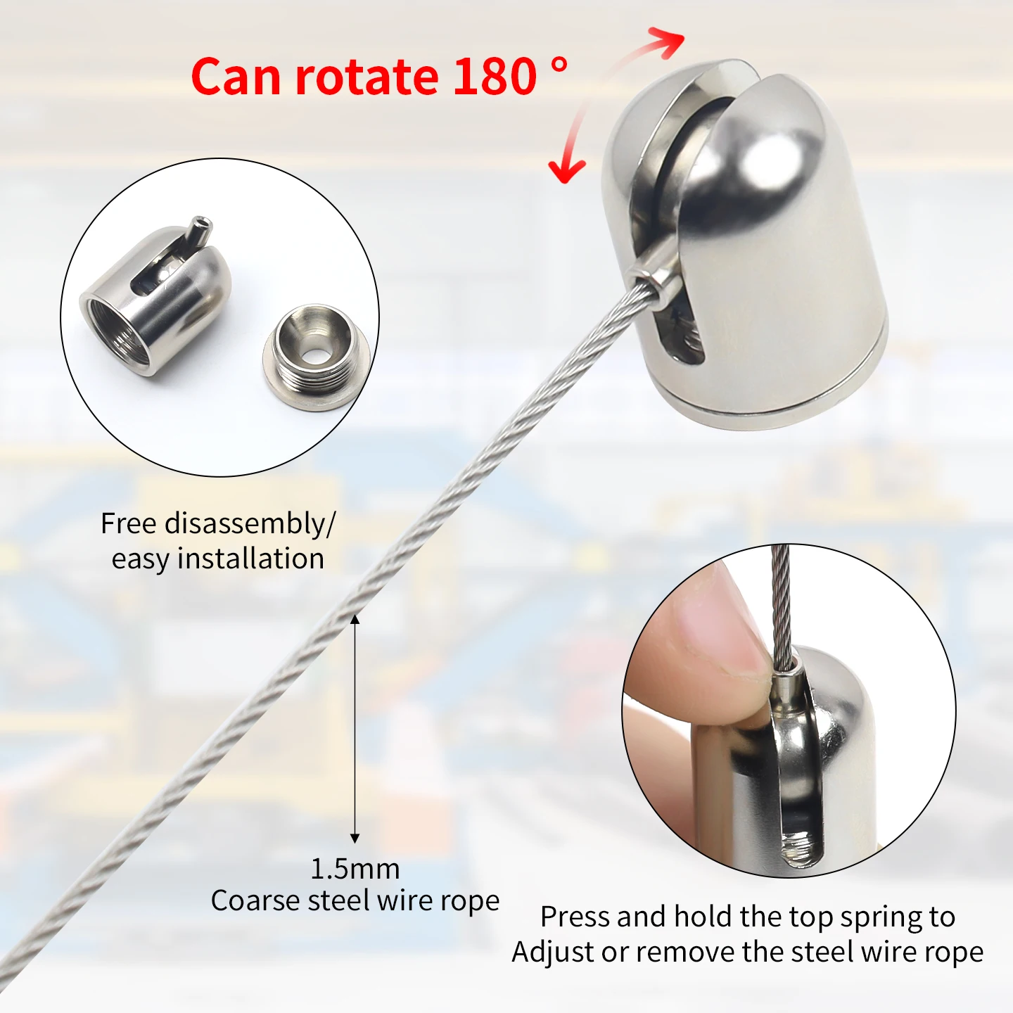 Picture 4: Steel Cable Frame Suspension Kit, 1.5mm Stainless Steel Wire Rope, Adjustable Metal Rope for Hanging Frame