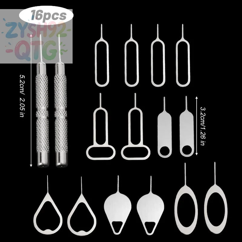 Hot Sale 16Pcs/set Sim Card Eject Pin Needle Universal Mobile Phone Steel Ejector Pin SIM Card Tray Opener Keyring For
