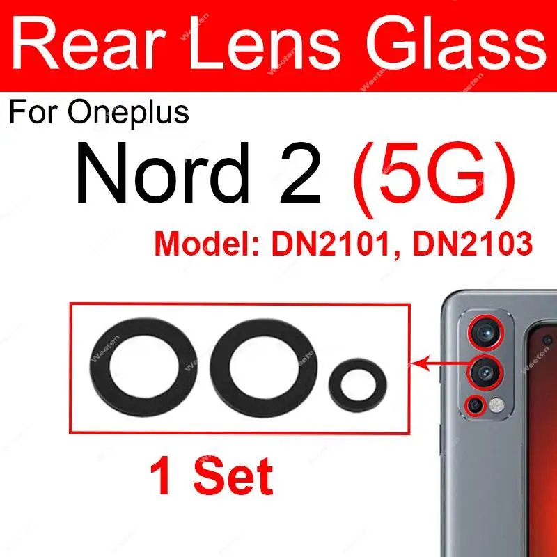 Rear Camera Lens Glass For Oneplus 1+ Nord 2 Nord 2T 5G Back Camera Glass Lens with Sticker Replacement