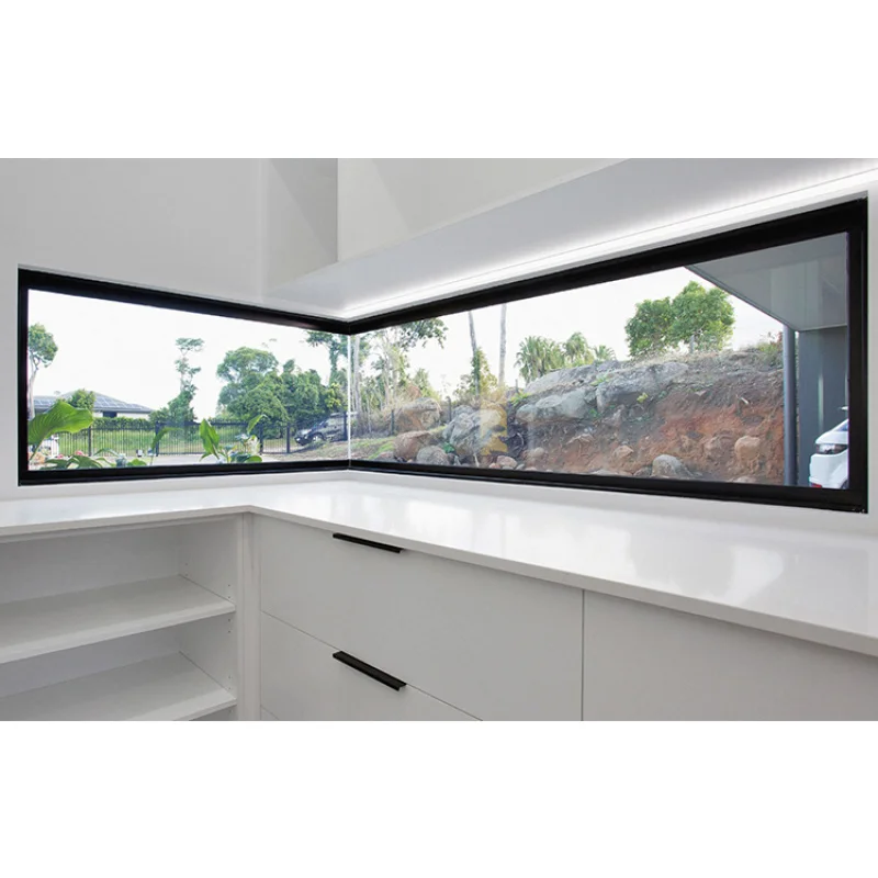 custom.Cheap Price Triple Glazed Big Picture Black Window Panoramic Aluminium Bedroom Fixed Window