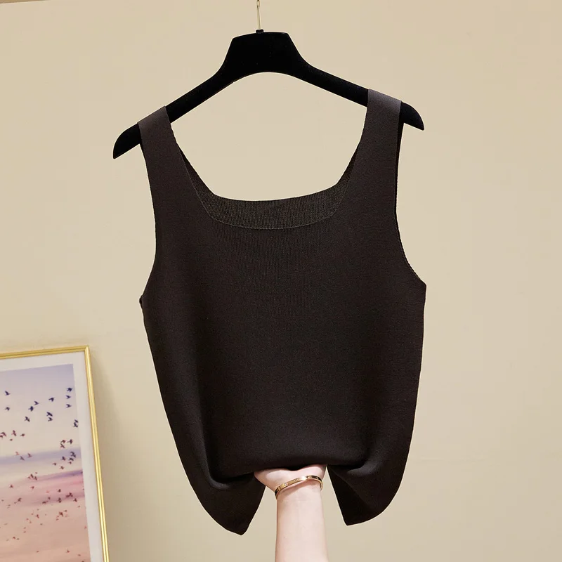 Fashion Summer Sleeveless Kint Tank Top Women Pullover Blusas Mujer De Moda 2024 Verano Slim Knitted Tank Top Women Tops G521