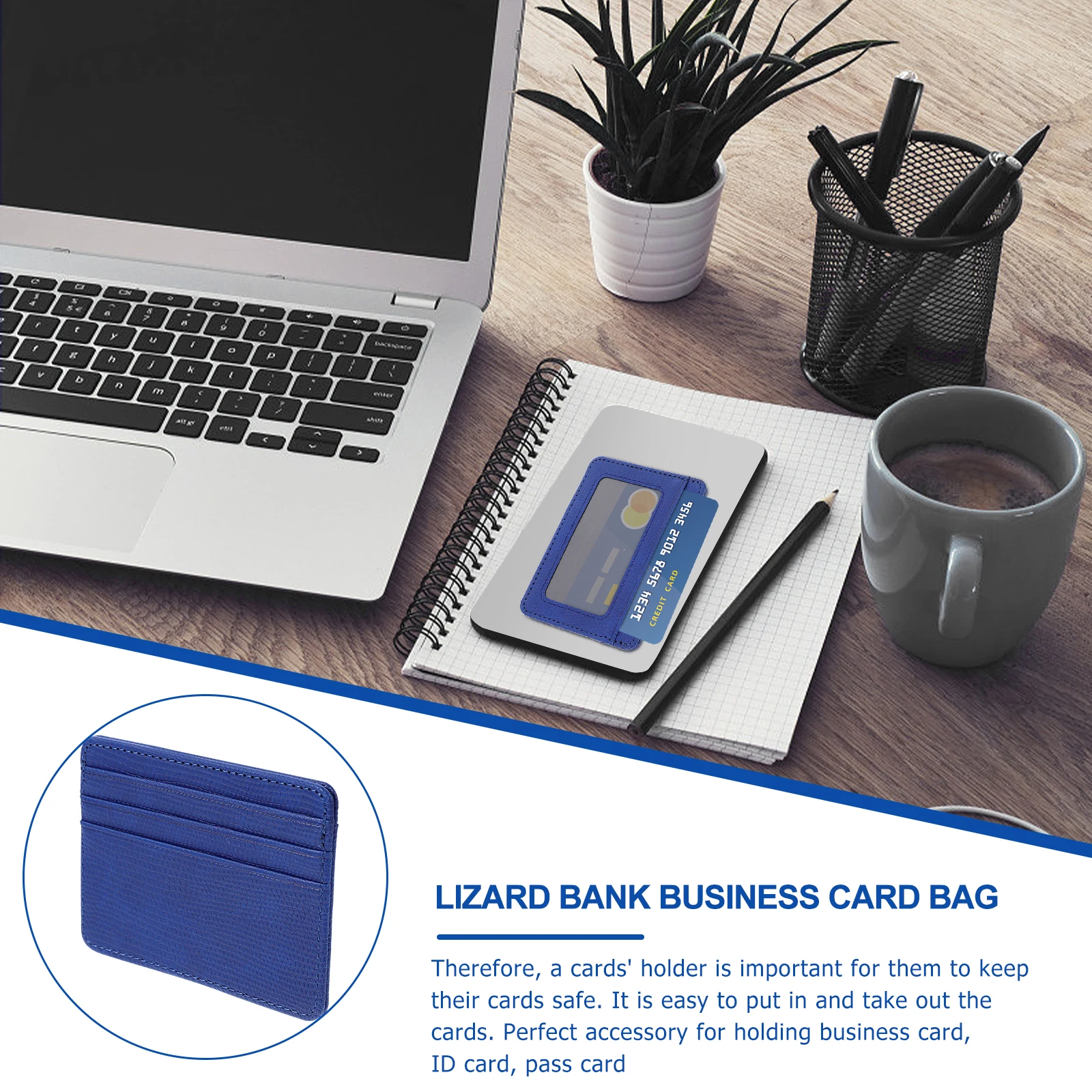 

1pc Premium Pu Bank Holder Lizard Grain Design Durable Protective Sleeve For Id Business Fashion Pack Protective