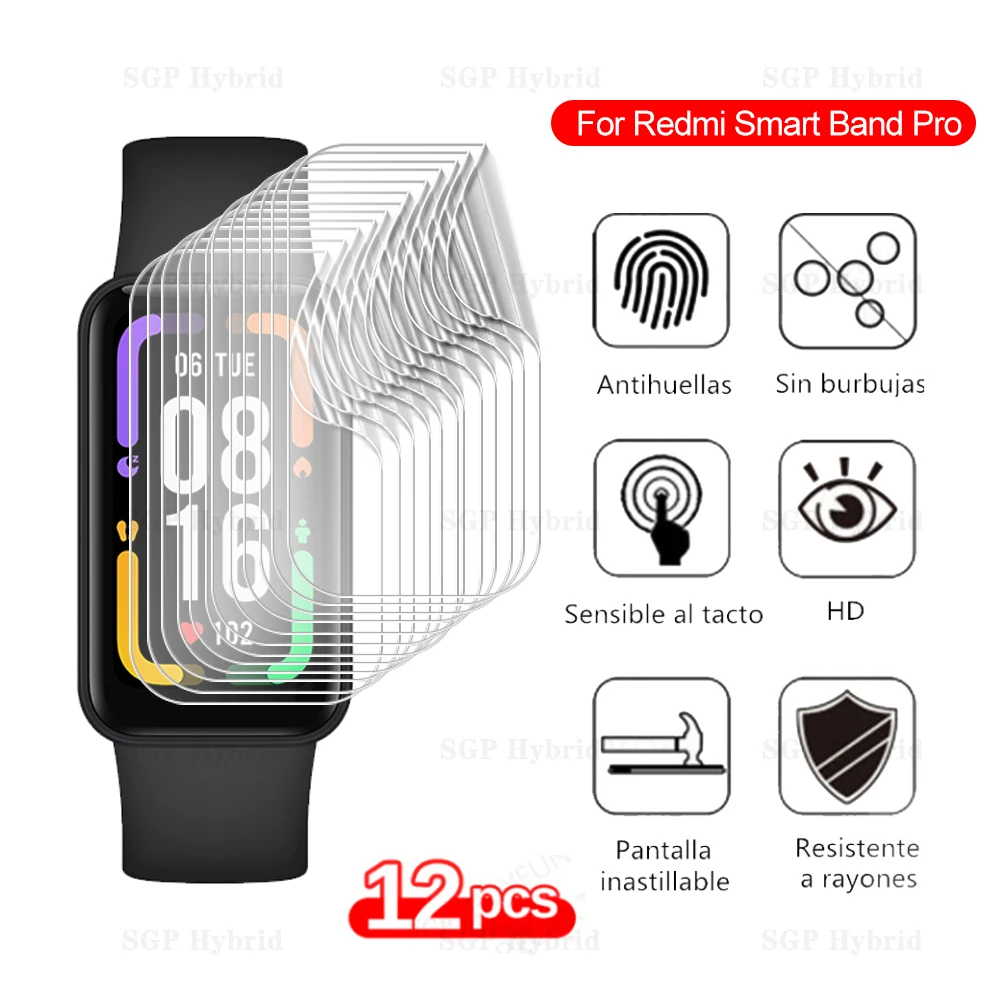 12PCS 9D Curved Safety Film For Redmi Smart Band Pro Screen Soft Hydrogel Protector Film Redmy SmartBnad Pro BandPro Not Glass