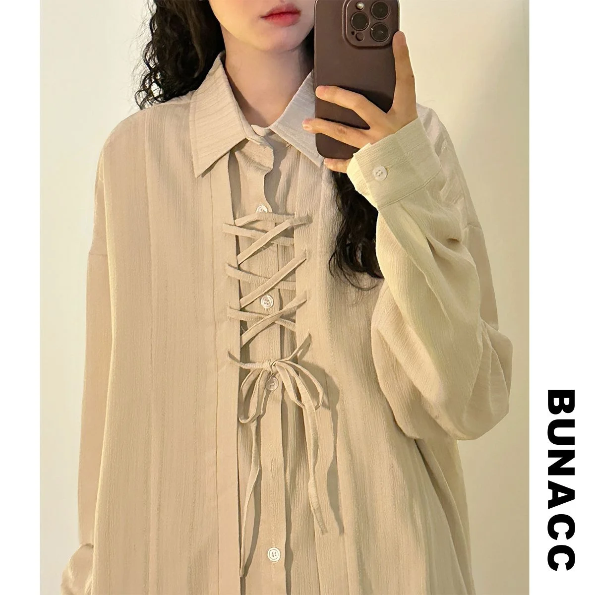 

Свободный повседневный женский топ с длинным рукавом, модный однотонный, простой, в японском винтажном стиле, осенний, в стиле BUNACC, для ленивого образа