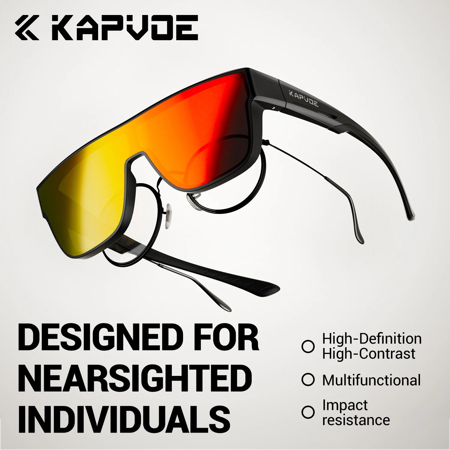 KAPVOE Überbrille-Sonnenbrille zum Tragen über Korrekturbrillen, quadratischer Rahmen, ideal für Outdoor-Sportarten und Radfahren