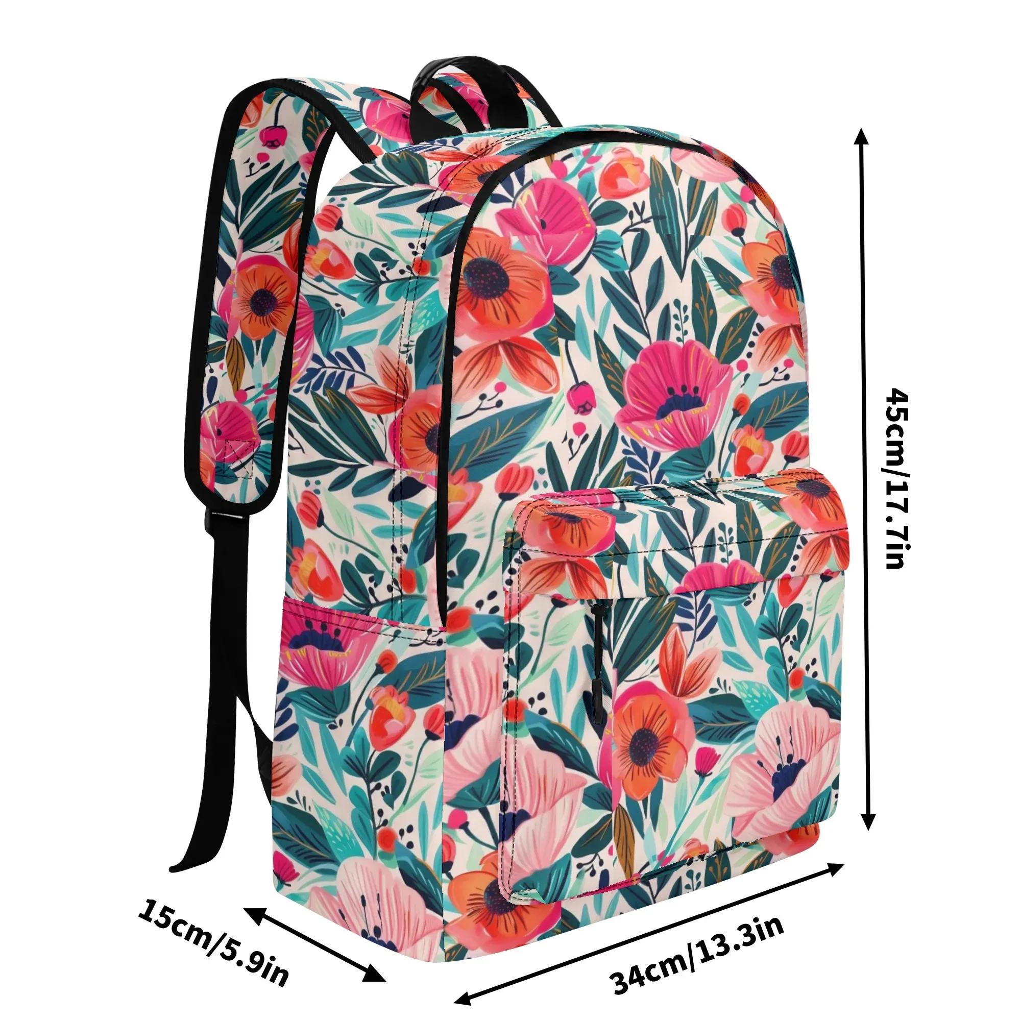 Flor 3D impresso borboleta Schoolbag, Custom Back to School Season, Mochila de grande capacidade, 17 "Laptop Backpack