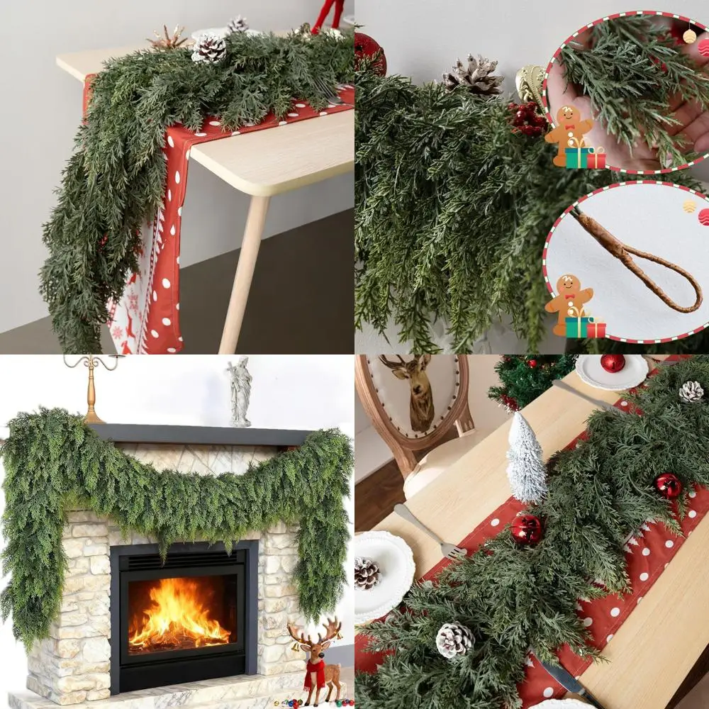 

9-футовая реалистичная сенсорная гирлянда из кедра и сосны из искусственной зелени для дома, камина и праздничного декора