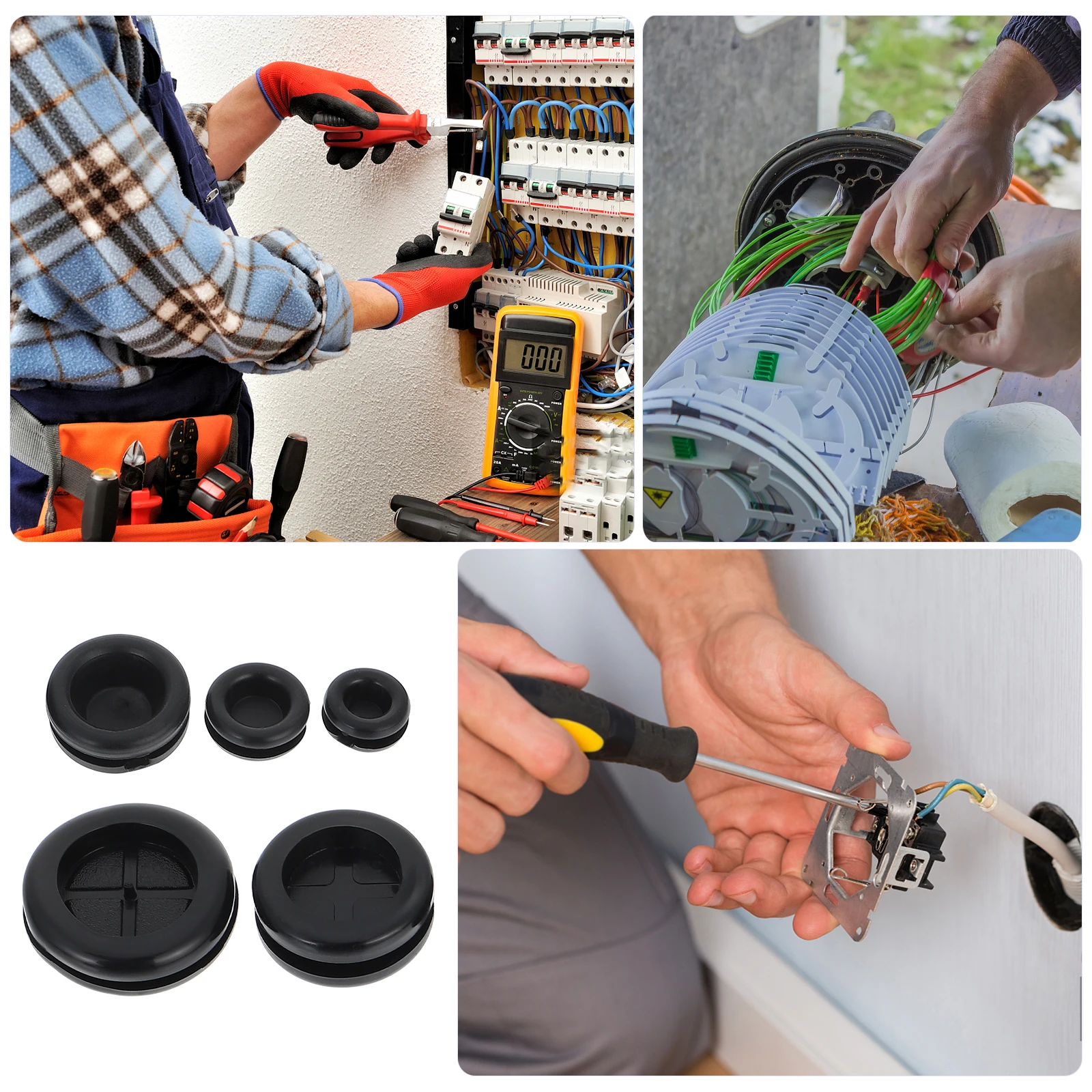 

50pcs Rubber Grommet Wire Protector Resealable Heat Resistant Cable Gasket for Cylinder Pump Electrical Pipe Black