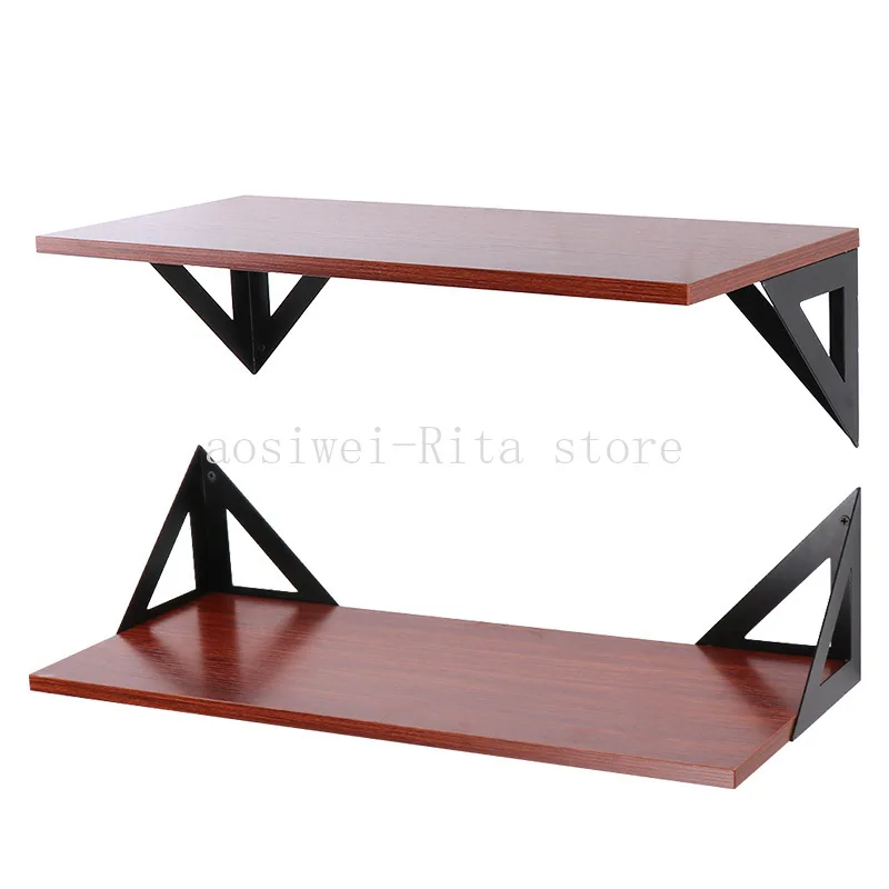 Wall Mount Triangle Bracket Black Partition Fixing Support Floating Shelf Brackets Wrought Iron Storage Rack Hardware Fitting