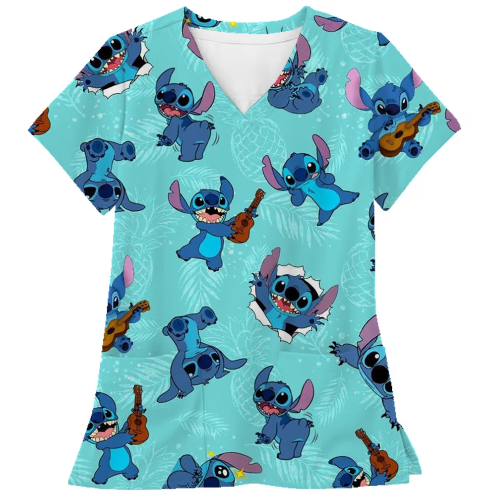

Больничная форма с принтом Disney Stitch, рабочие топы для стоматолога, женские оптовые медицинские топы для кормления, скраб, хирургическая униформа медсестры
