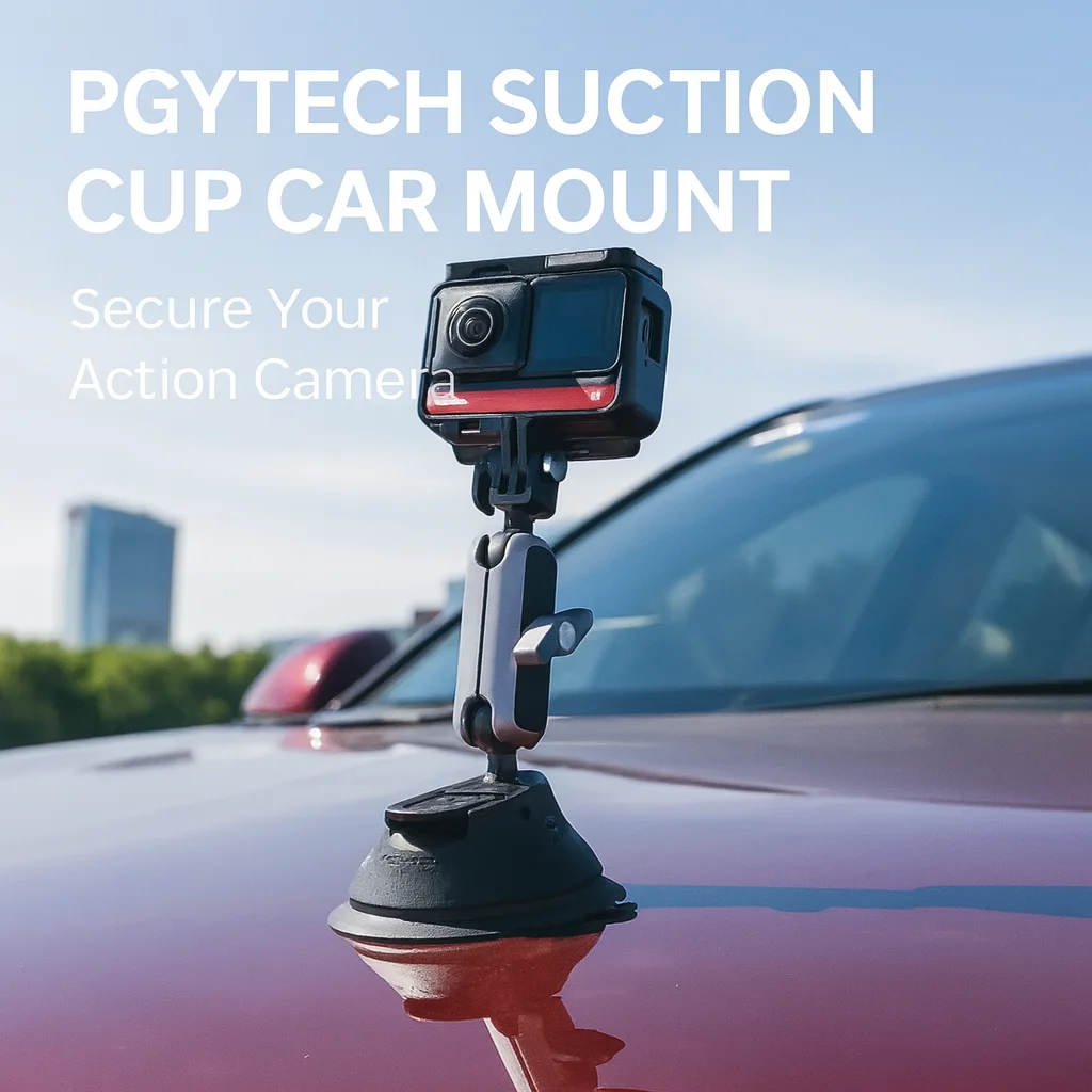 PGYTECH Suction Cup Car Mount | Strong Grip Adjustable Holder for Action Camera | Fits Insta360 X5, Ace Pro 2, X4, GO 3S, X3,