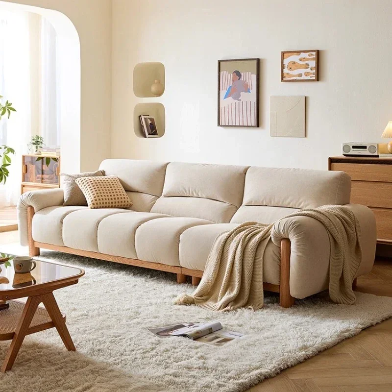Three Person Sofa Modern Nordic Solid Wood Frame Fabric Sectional Sofa Relaxing Chair Living Room Couch Sofas For Home Furniture