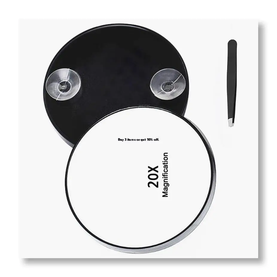 ●Magnifying Mirror with Suction Cup Compact Durables Travel Makeup Mirror for Plucking Eyebrows Removing Blackheads 20X