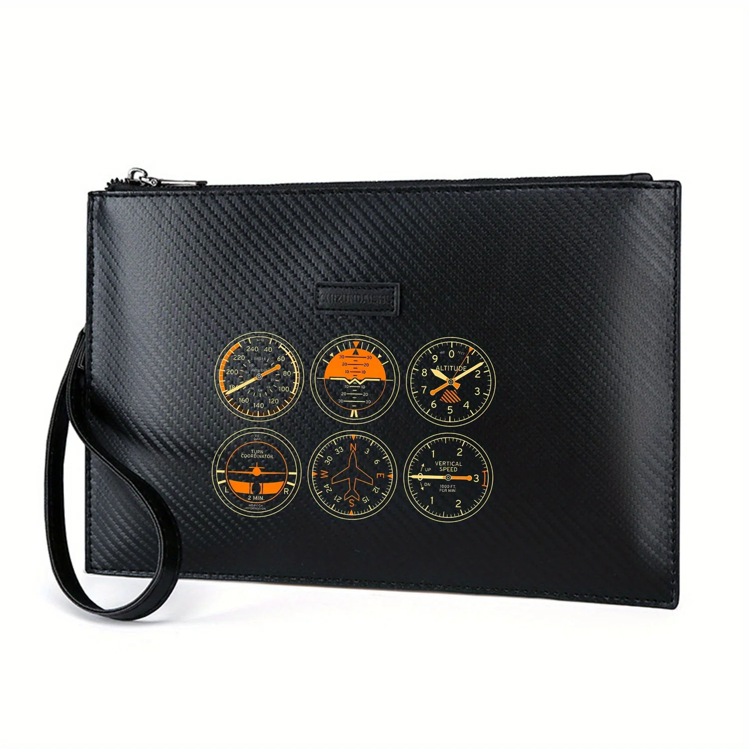 Flight instruments airplane display dial gauges Elegant Printed PU Men's Handbag Fashionable and Practical for Everyday Carry
