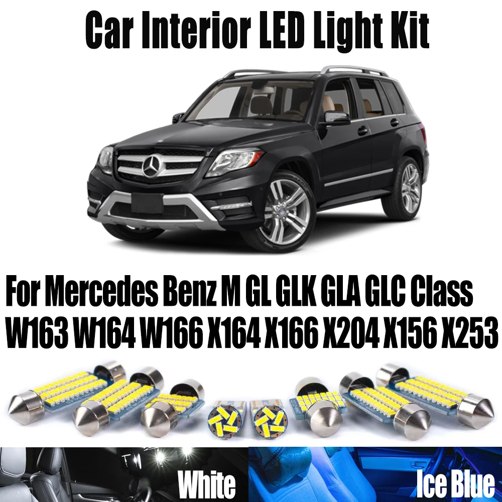 Canbus For Mercedes Benz M GL GLK GLA GLC Class W163 W164 W166 X164 X166 X204 X156 X253 Car LED Interior Dome Ceiling Light Kit