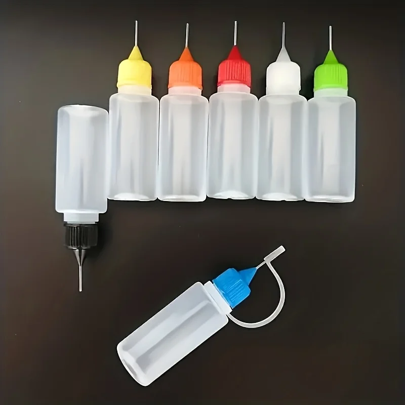 15pcs Precision Tip Applicator Bottles, 0.34oz, Durable Plastic - 6 Random Colors, Painting, Ink, Acrylic Art