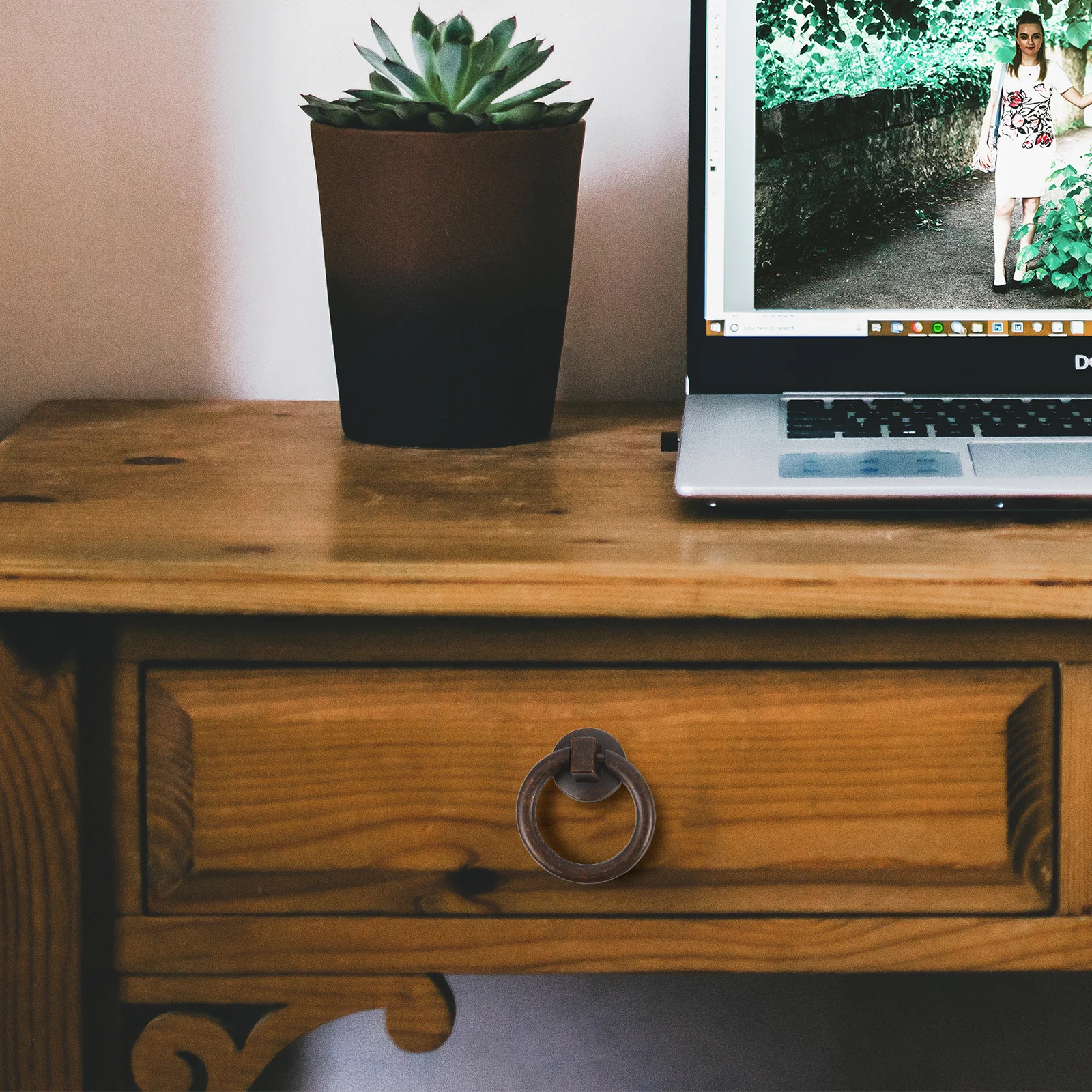 

2pcs Vintage Ring Pulls 1.69 Inch Bronze Cabinet Handles For Kitchen Dresser Drawers Furniture Hardware Replacement