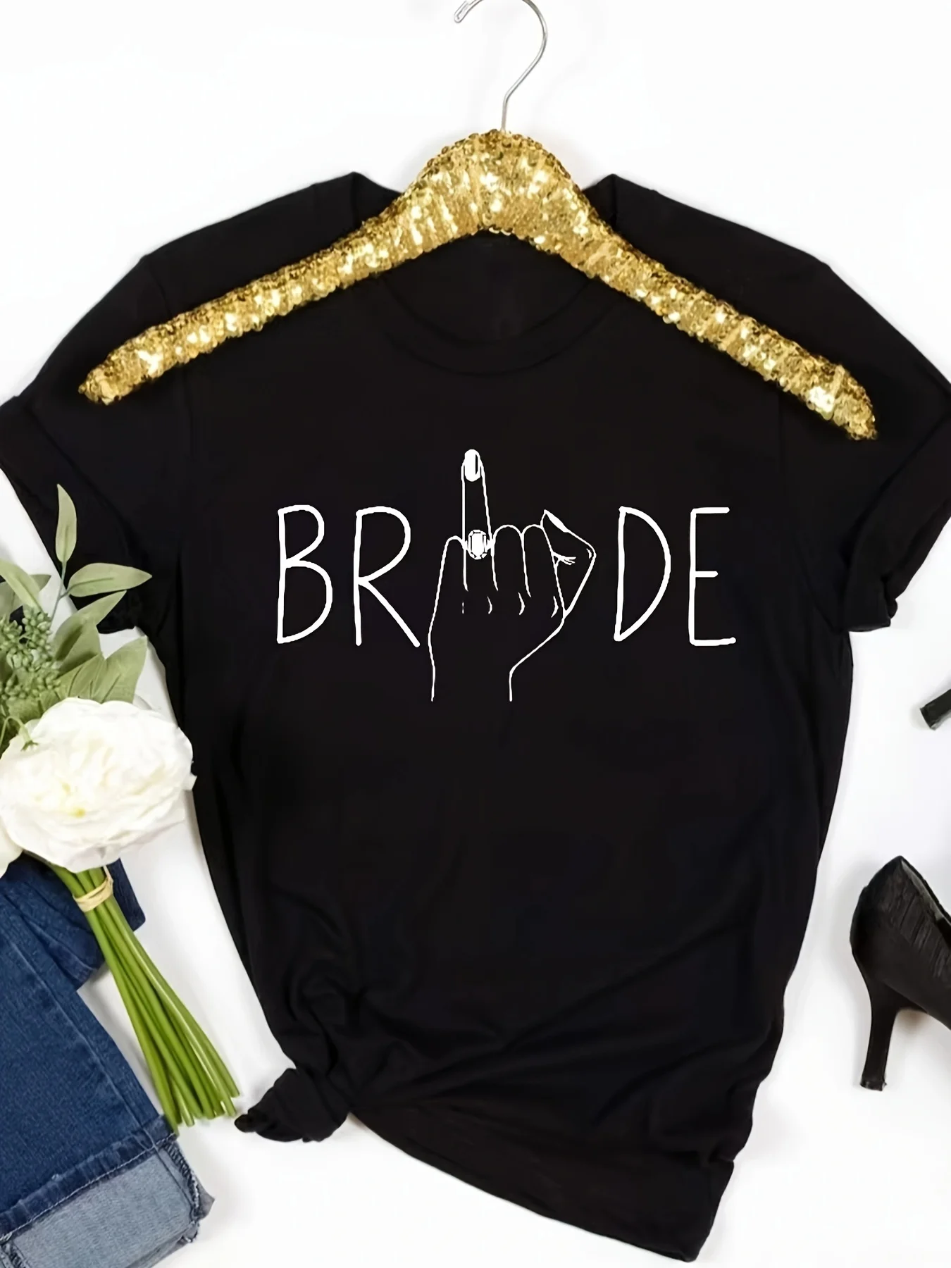 

Women's Bride Graphic Bride Tee for Bridesmaids Wedding Party Everyday Casual Summer Short Sleeved Harajuku Streetwear Tops Tees
