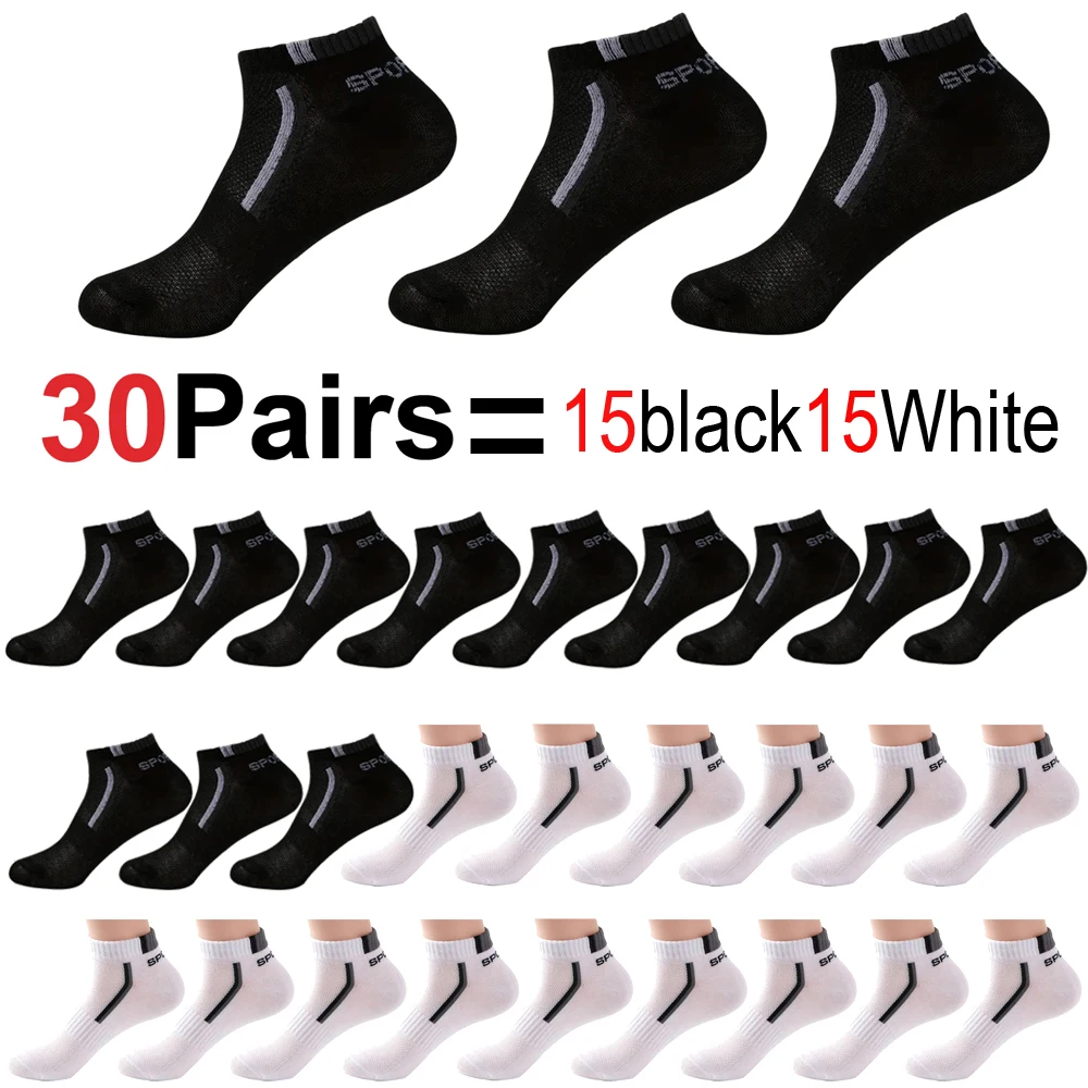 30Pairs Männer Socken Mesh Atmungsaktive Kurze Casual Socken Farbe-block Sport Socke Sport Socken Absorbieren Schweiß Knöchel