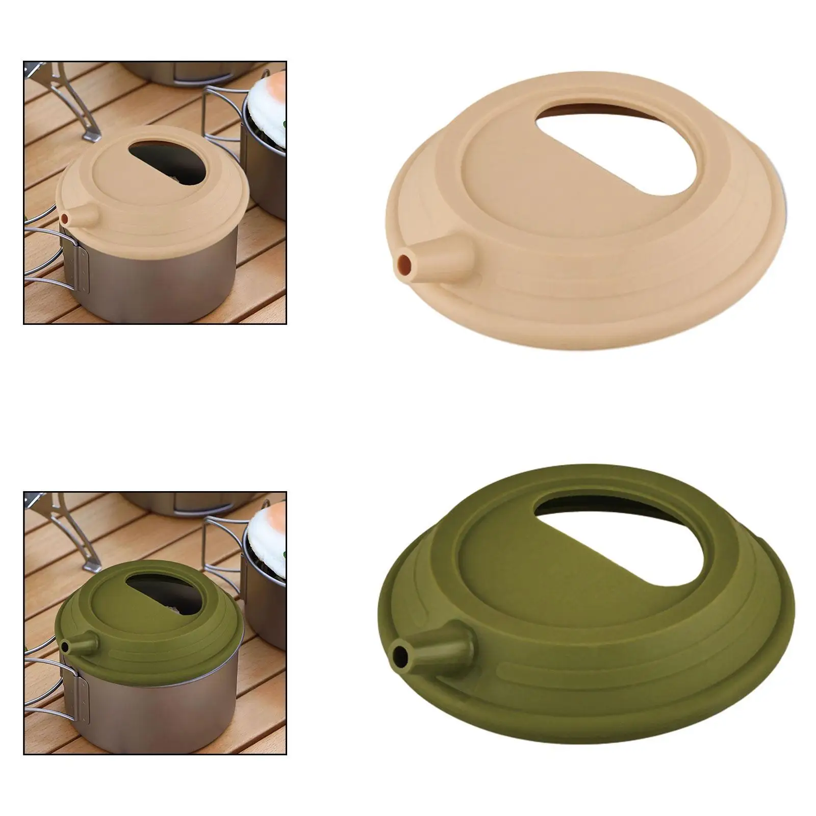 

Силиконовая крышка для чаши для кемпинга, герметичная крышка для кастрюли, портативная круглая уличная крышка для чаши с носиком для путешествий, пешего туризма, альпинизма, барбекю